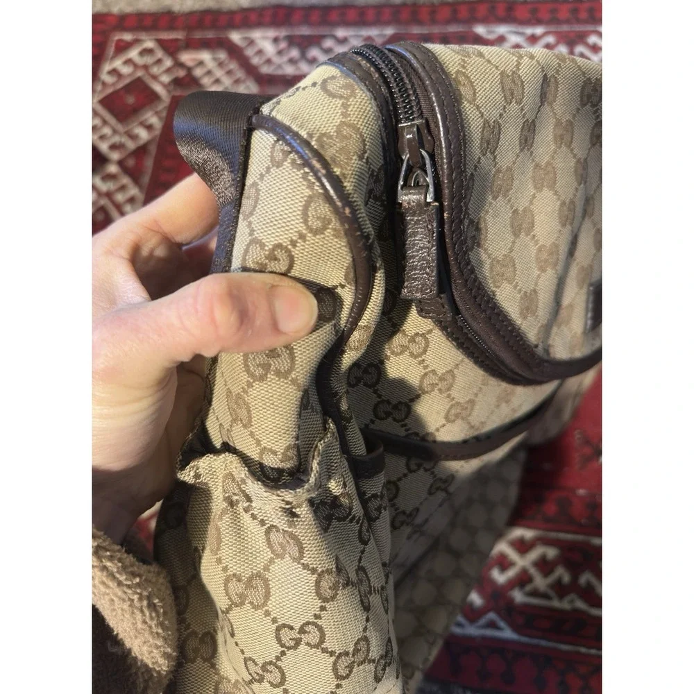 Gucci Diaper Bag Monogram Shoulder Crossbody Canvas Brown Authentic - Picture 8 of 11